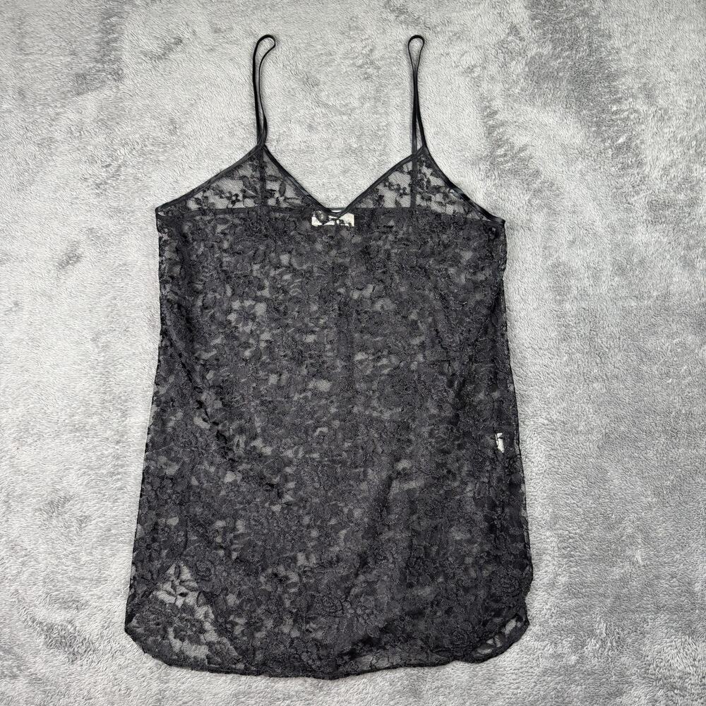 Vintage Alexandra Nicole Black Lace Cami Made USA Sheer Floral Spaghetti Top - Picture 7 of 7